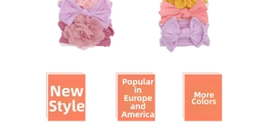 Detail of high-elasticity nylon baby headbands with large bows and fabric flowers