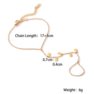 Detail view of gold geometric chain bracelet with dimensions 17 plus 5cm and 6g weight