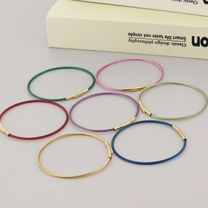 Braided Cable Wire Bracelet Stainless Steel Minimalist Industrial Bangle Jewelry For Men Women Unisex