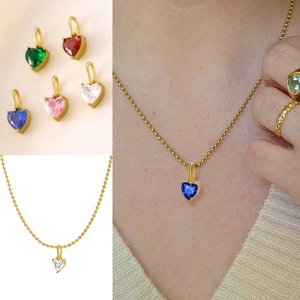 Heart Shape Zircon Pendant Stainless Steel DIY Jewelry Making Accessory Small Dainty Charms For Necklace Bracelet Craft