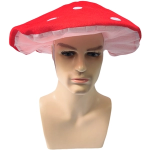 Creatieve rode pluche paddenstoelmuts met witte stippen voor Halloween