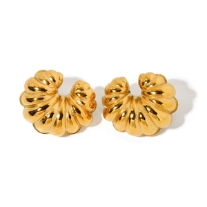 18k gold plated stainless steel croissant hoop earrings for women stylish jewelry