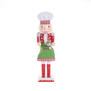 Wooden Nutcracker Chef figurine with chef hat and apron for Christmas tabletop decoration