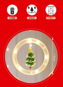Detail of waterproof Christmas ring light with a 3D Xmas tree pendant and USB port