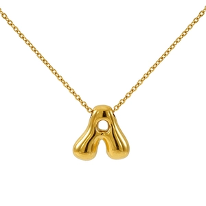 18K gold plated bubble letter A pendant necklace for women in 3D balloon style