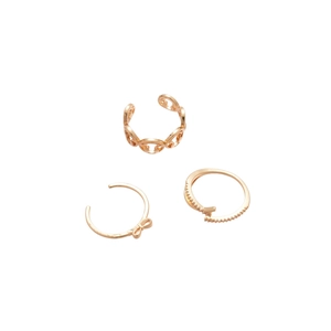 Minimalist bow tie and zircon open rings set in rose gold plating for women