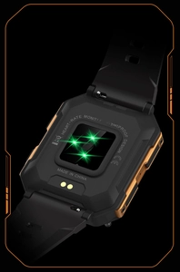 Detail of smart watch back with optical sensors and magnetic charging points