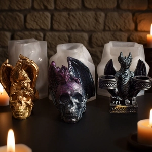 Halloween dragon and skull silicone molds for resin casting and candle making