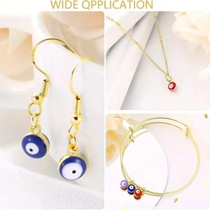 Set gioielli Occhio del Diavolo dorato con orecchini blu e bracciale in smalto colorato
