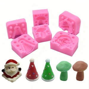 Christmas silicone molds set featuring Santa Claus, mushroom, and hat shapes for DIY baking
