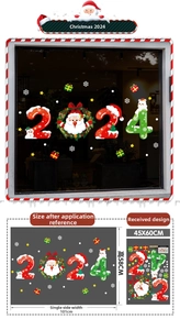 Detail showing 2025 Christmas window stickers layout and dimensions of 101x58cm