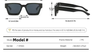 Schema tecnico dettagliato con dimensioni e specifiche della montatura PC degli occhiali