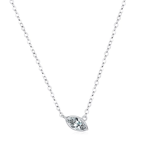Minimalist S925 sterling silver necklace featuring a sparkling marquise diamond pendant