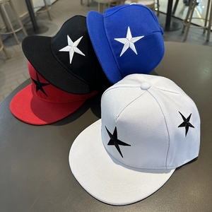 Casquette de Baseball Mode à Visière Plate Broderie Étoile Hip Hop Snapback Réglable en Acrylique pour Hommes Femmes Enfants