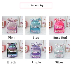 Detailed color selection of kids sequin backpacks with bunny ears in six vibrant colors