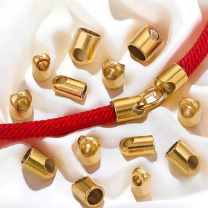 Stainless Steel Cord End Caps Barrel Clasps Gold Plated Cylinder Connectors For DIY Jewelry Making Bracelet Necklace