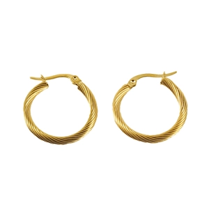 Classic 18K gold-plated twisted rope hoop earrings with secure clasp for women