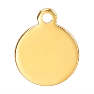 Polished 18k gold plated stainless steel round disc charm for DIY jewelry making