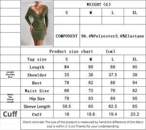 Size chart for women's slim fit V-neck dress showing measurements in centimeters