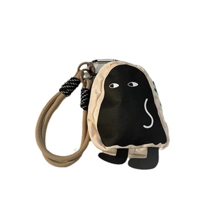 British style black monster coin purse with woven lanyard and climbing hook