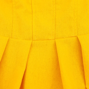 Elegant yellow off-shoulder maxi dress with woven texture and pleated stitch details