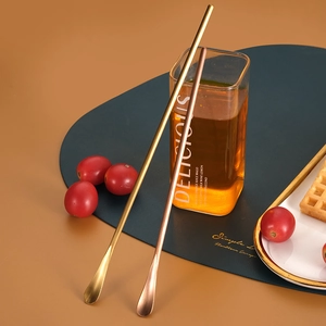 Japanese style long handle 304 stainless steel coffee mixing spoons in gold and rose gold