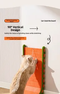 L-shaped vertical cat scratching post made of orange felt for corner wall protection