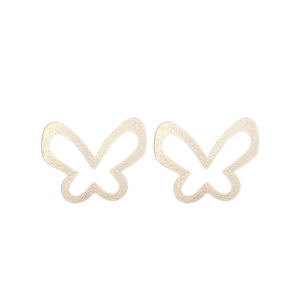 Minimalist hollow butterfly stud earrings in gold with a refined matte texture finish