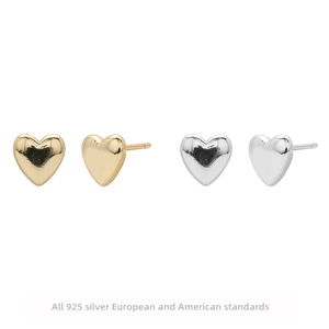 Heart Stud Earrings With 925 Sterling Silver Earring Post High Polished Minimalist Romantic Love Jewelry For Women Girls Sweet Ins Style