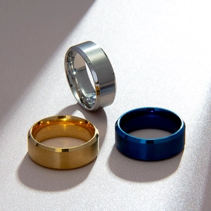 Stainless Steel Ring Matte Brushed Finish Beveled Edge Simple Fashion Comfort Fit Band For Men Women