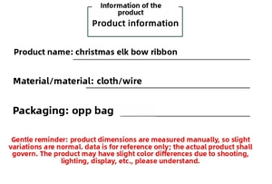 Ficha de información del producto con nombre, material y embalaje