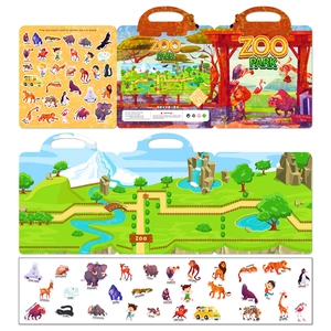 Reusable Zoo Park jelly sticker book for children with colorful animal scenes and stickers