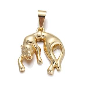 Polished 18K gold leopard charm pendant for DIY necklace and bracelet jewelry making