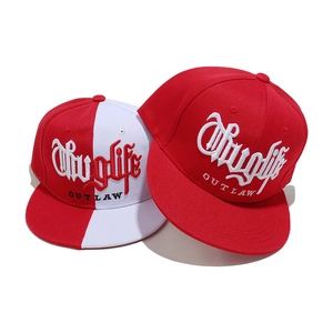 Hip-Hop-Snapback-Cap mit Thug Life 3D-Stickerei in rot-weißem Color-Blocking-Design