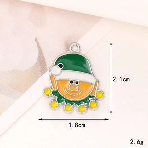Cartoon Christmas elf pendant charm measuring 2.1cm by 1.8cm for DIY jewelry making