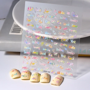 Nail Art Stickers Embossed English Letter Alphabet Relief Self Adhesive Waterproof Decals Manicure DIY Decoration
