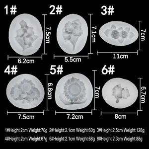 Set di 6 stampi in silicone a forma di fiore per gesso profumato con misure e pesi