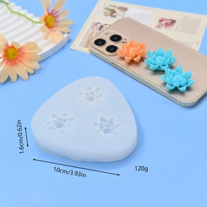 3-cavity lotus flower silicone mold for fondant cake decorating and DIY crafts