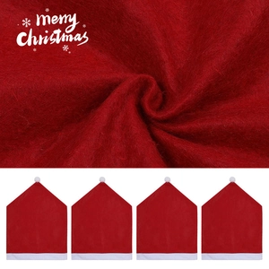 Lot de 4 housses de chaise chapeau de Noël rouge et blanc avec texte de fête