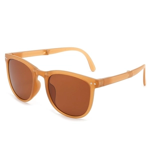 Foldable brown tortoise shell sunglasses for women with UV protection and minimalist design