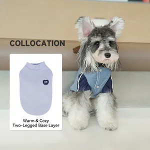 Winter dog puffer coat with bear ears hood and warm fleece lining for small dogs