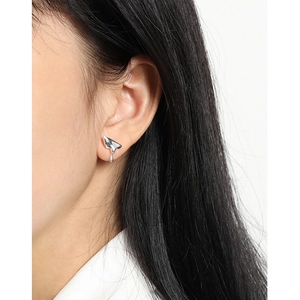 Minimalist S925 sterling silver stud earrings with irregular fluid lava design for women