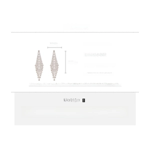 Detail view of long crystal tassel earrings with dimensions 12cm by 3.5cm and silver pins