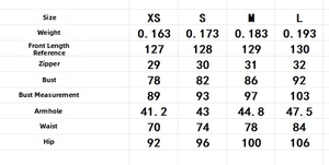 Size chart for Y2K off-shoulder slit maxi dress with measurements for XS S M L