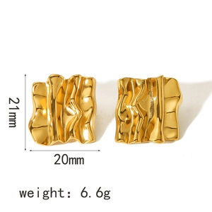 Modern geometric irregular wave stud earrings in 18k gold plated stainless steel