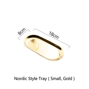 Nordisches Gold-Edelstahltablett ovaler Spiegel für Kerzen und Aromen 18x8cm Größe