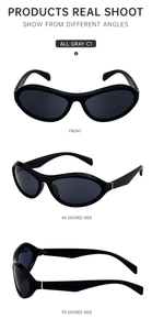 Vorder- und Seitenansicht der grauen Radsport-Sonnenbrille mit poliertem Rahmen