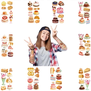 Cartoon dessert temporary tattoos with cake and ice cream patterns for party favors