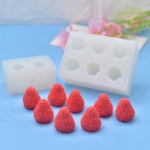 Realistic strawberry silicone mold set with 2 and 6 cavities for DIY handmade soap and candle