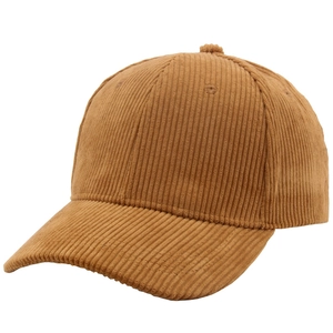Classic brown corduroy baseball cap in solid color with a minimalist vintage aesthetic
